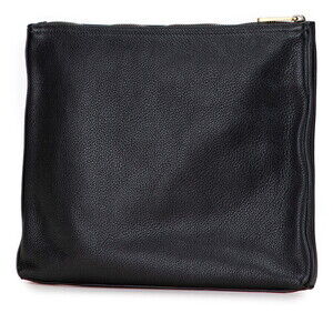 Gucci Leather Portfolio Bag Black Clutch Pouch Logo